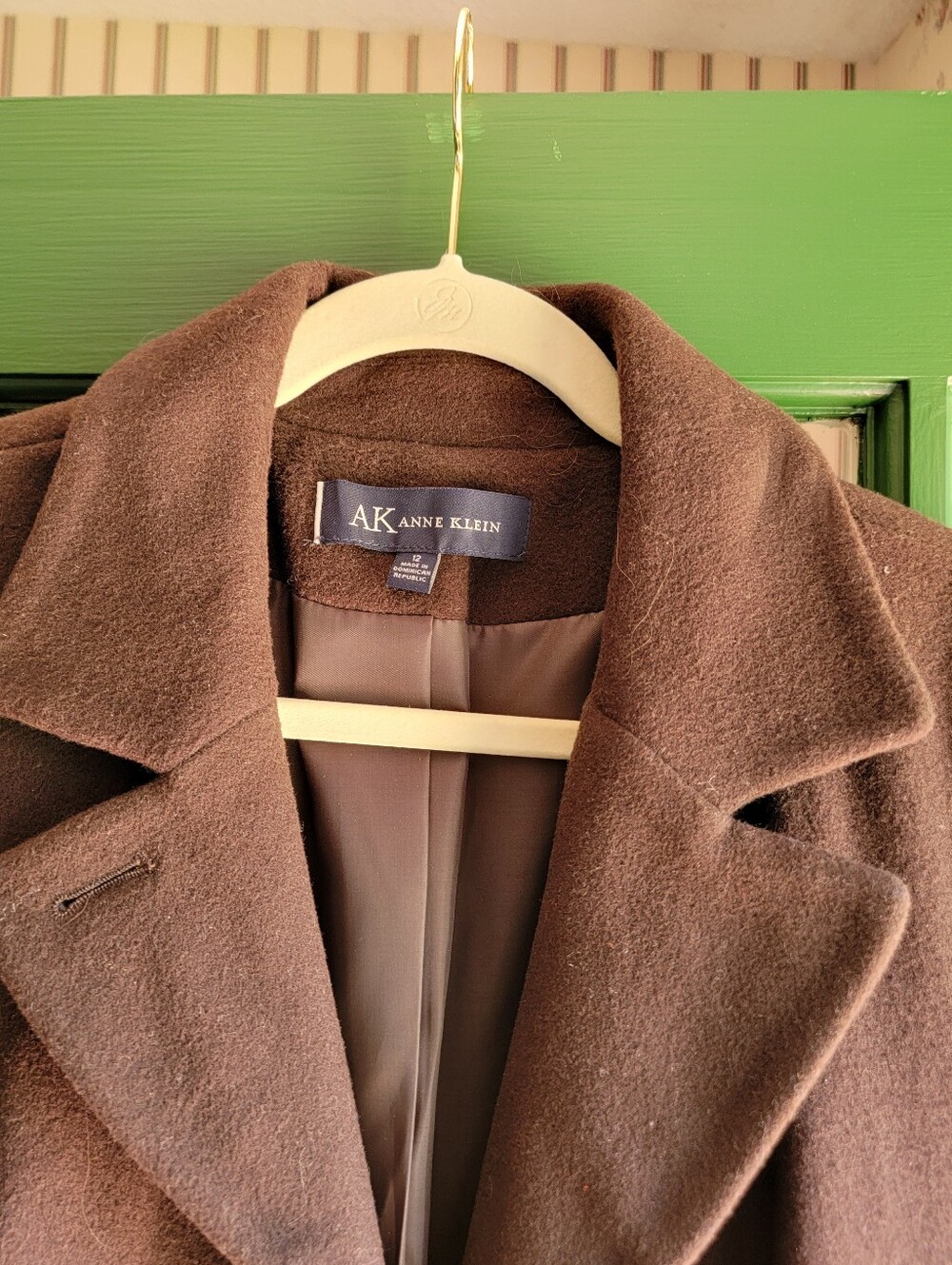 Anne Klein Plum Long Wool-Blend Coat Sz 12 - Picture 2 of 4